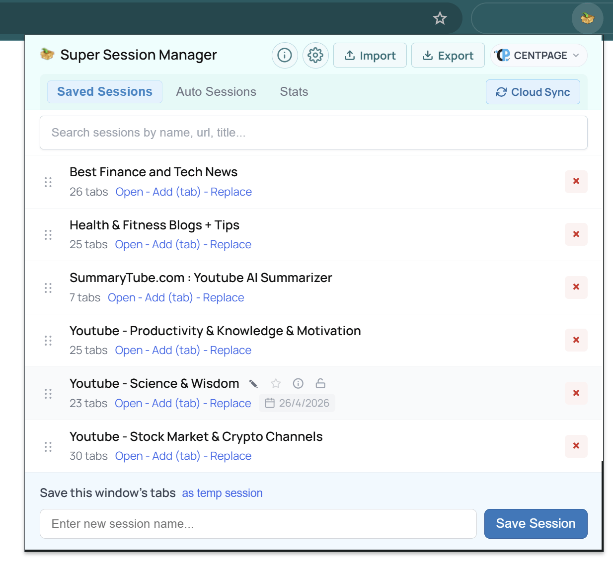 Super Session Manager in action