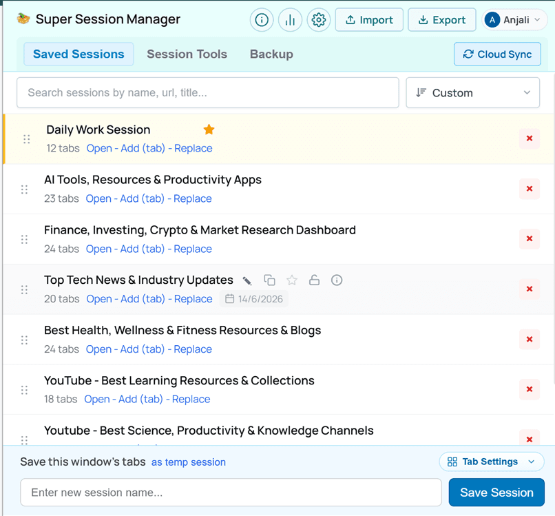Super Session Manager in action