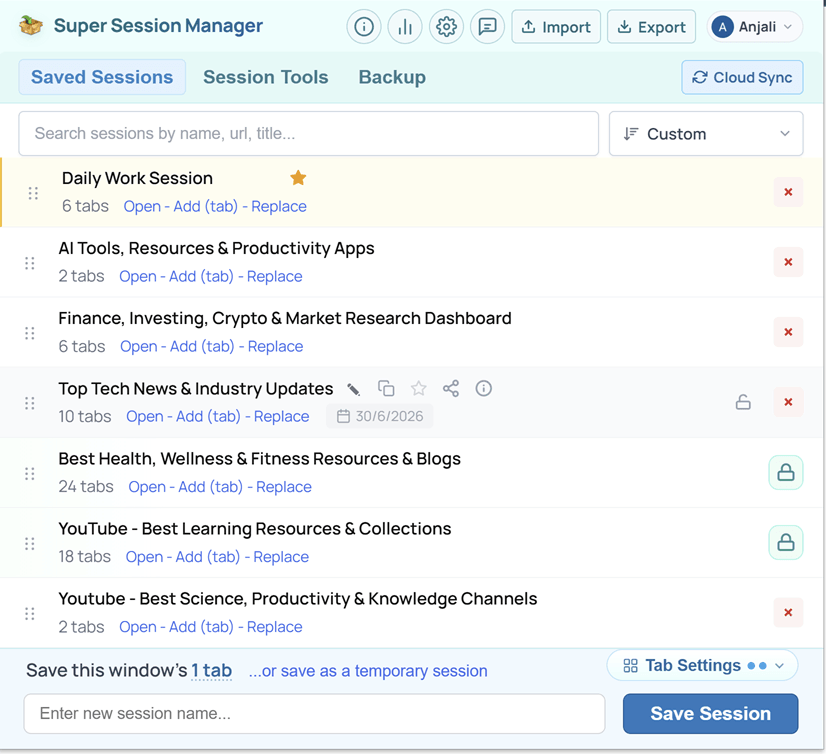 Super Session Manager in action